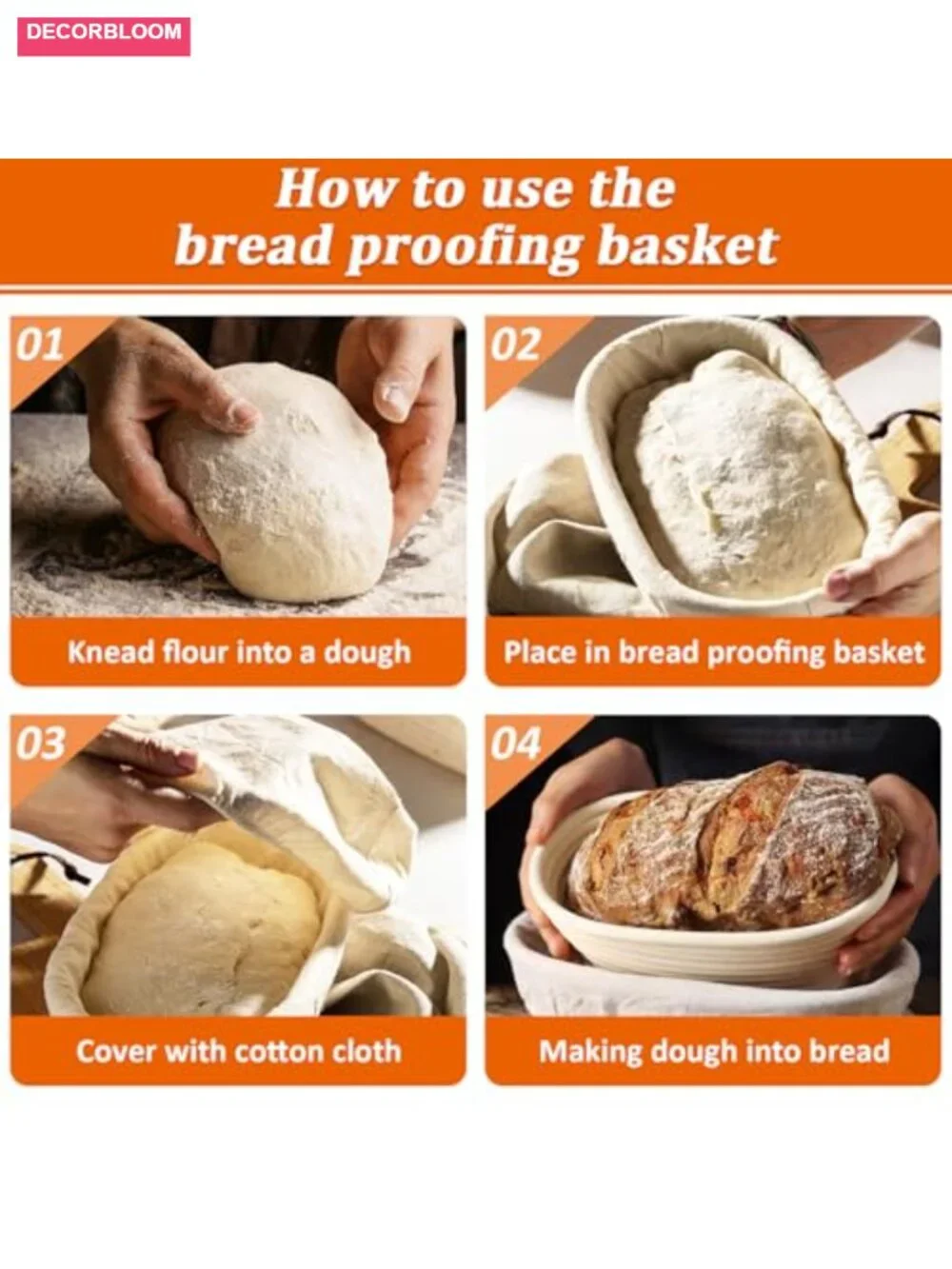 6 Pack Oval Banneton Proofing Baskets with Liners, Natural Rattan Sourdough